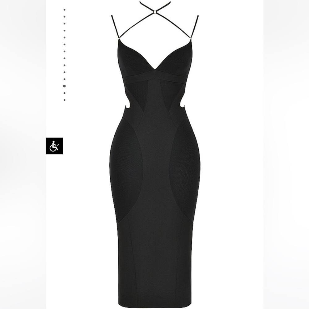 House of CB Mistress Rocks cali girl black bodycon midi dress size medium NEW